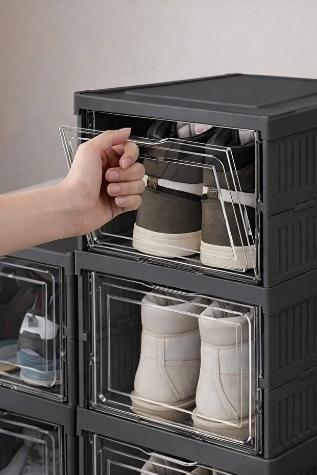 6 Katlı Modüler Lüks Ayakkabı Kutusu Katlanır Ayakkabılık